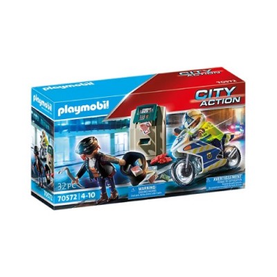 Playmobil - City Action : Policier avec Moto et Voleur #70572